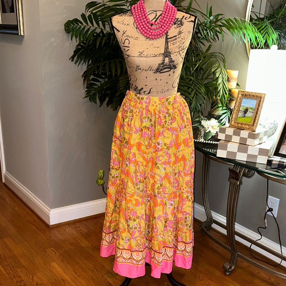 Ivy Jane Colorful Pink and Yellow Maxi Skirt